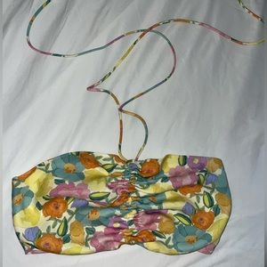 Adjustable Flowery Zara cropped halter top